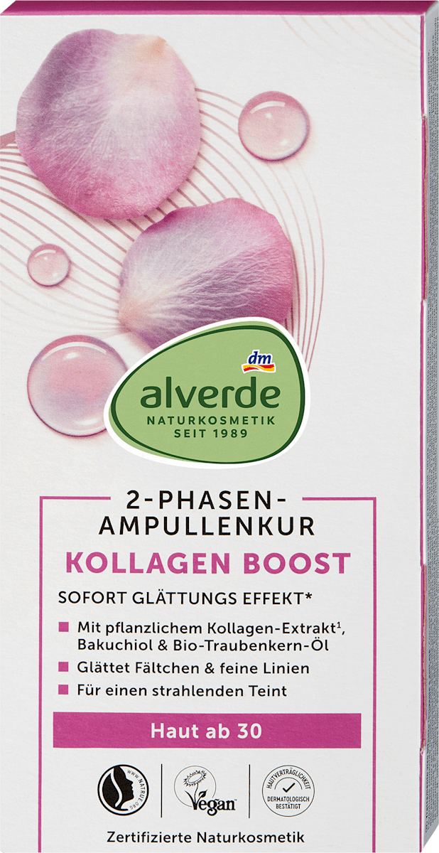 alverde NATURKOSMETIK Collagen Boost Ampoule Treatment (7x2 ml), 14 ml