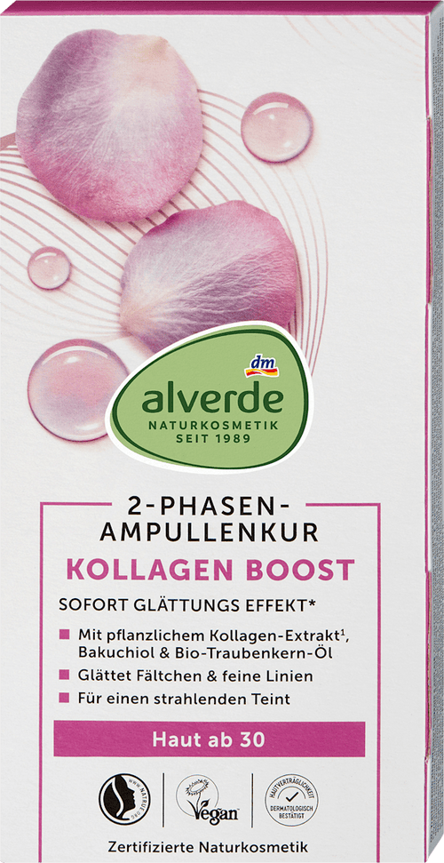 alverde NATURKOSMETIK Collagen Boost Ampoule Treatment (7x2 ml), 14 ml