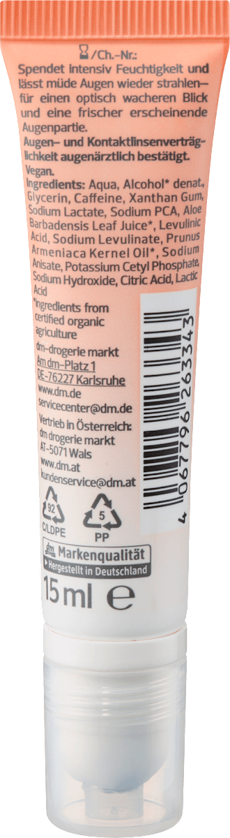 alverde NATURKOSMETIK Eye Serum Under Eye Caffeine Shot, 15 ml