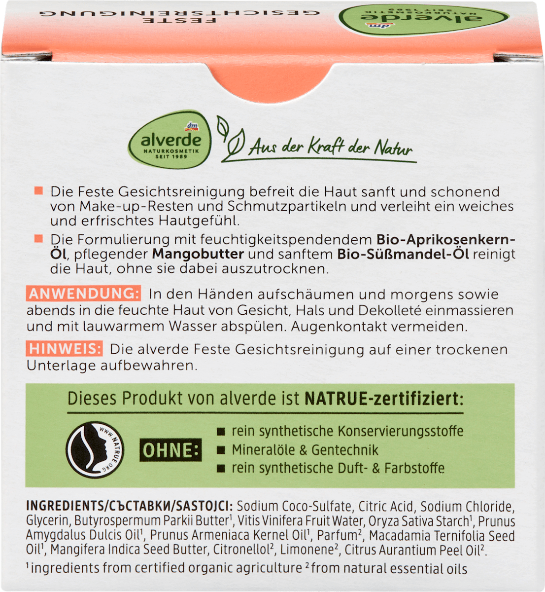 alverde NATURKOSMETIK Solid Facial Cleanser Apricot & Mango, 75 g