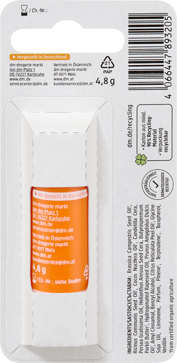 alverde NATURKOSMETIK Lip Care Mandarin + Vanilla Scent, 4.8 g
