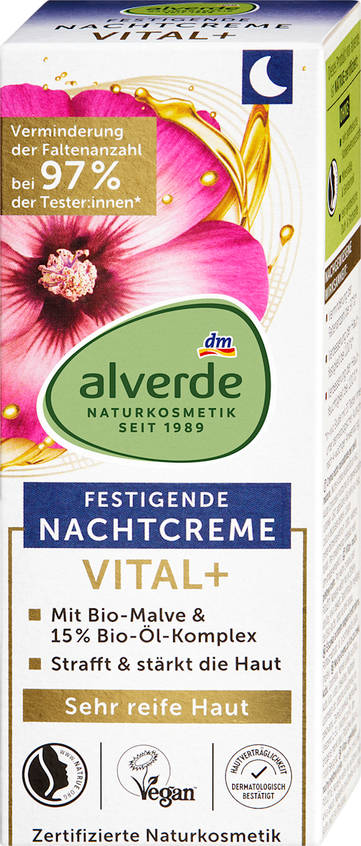 alverde NATURKOSMETIK Night Cream Anti-Wrinkle Vital+ Oil Complex, 50 ml