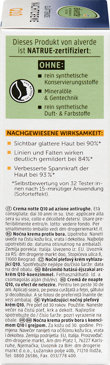 alverde NATURKOSMETIK Night Cream Q10 Skin 30+, 50 ml