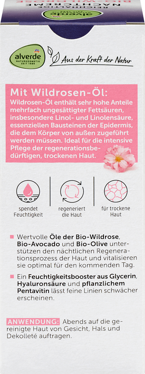 alverde NATURKOSMETIK Night Cream Wild Rose, 50 ml