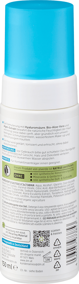 alverde Naturkosmetik 3-in-1 Cleansing Foam Hydro 150 ml