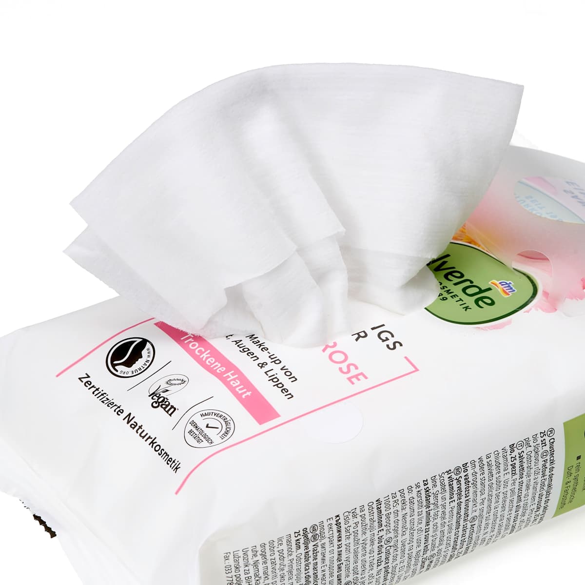 alverde NATURKOSMETIK Cleansing Wipes Wild Rose, 25 pcs