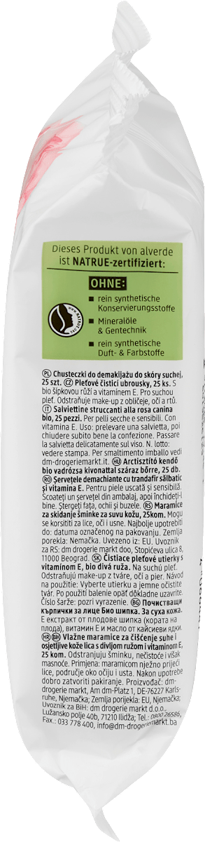 alverde NATURKOSMETIK Cleansing Wipes Wild Rose, 25 pcs