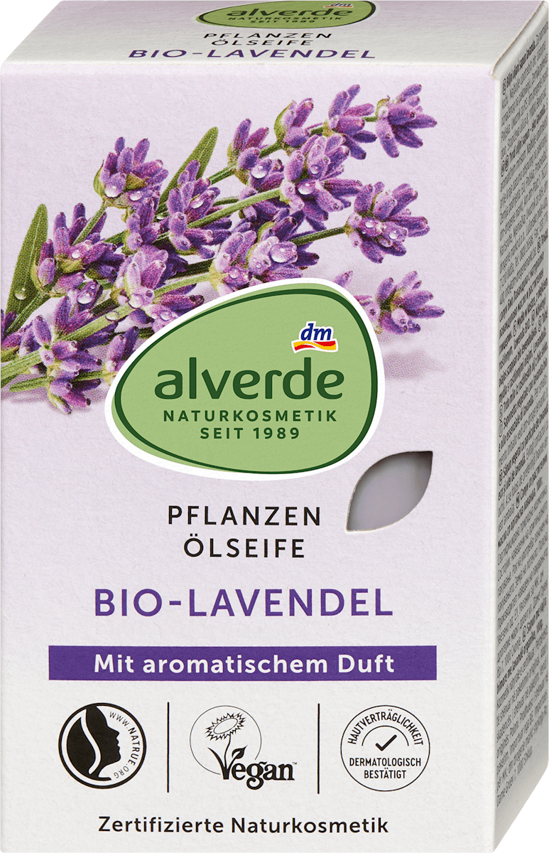 alverde NATURKOSMETIK Bar Soap Vegetable Oil Soap with Lavender, 100 g