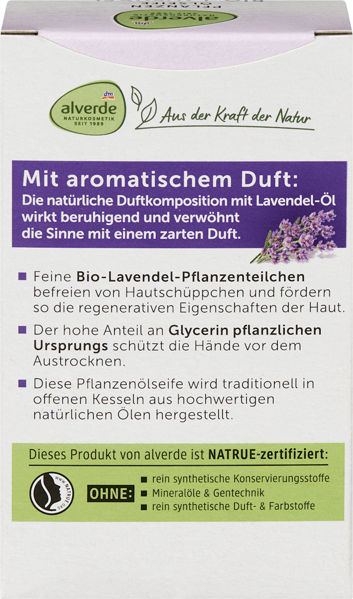 alverde NATURKOSMETIK Bar Soap Vegetable Oil Soap with Lavender, 100 g