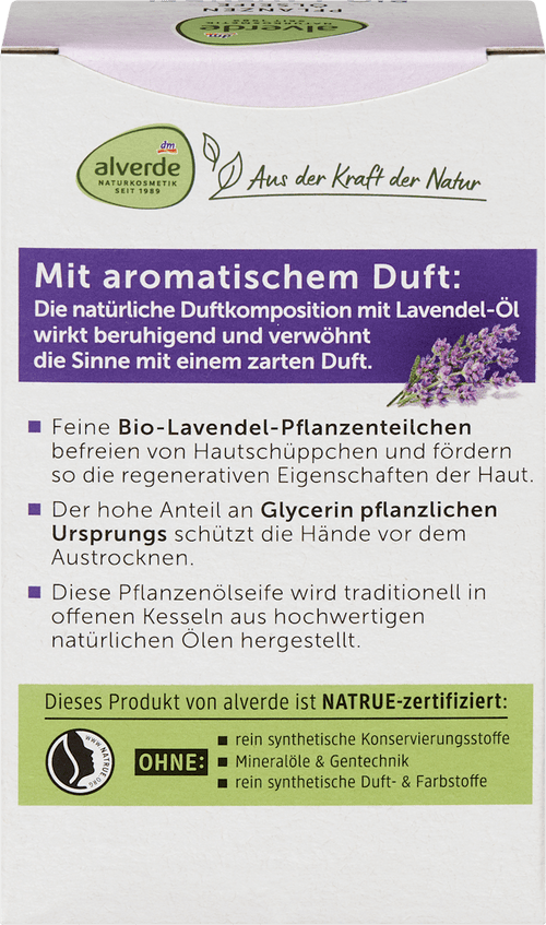 alverde NATURKOSMETIK Bar Soap Vegetable Oil Soap with Lavender, 100 g