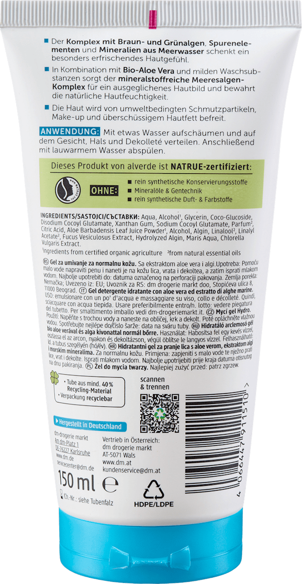 alverde NATURKOSMETIK Hydro Face Wash Gel, 150 ml
