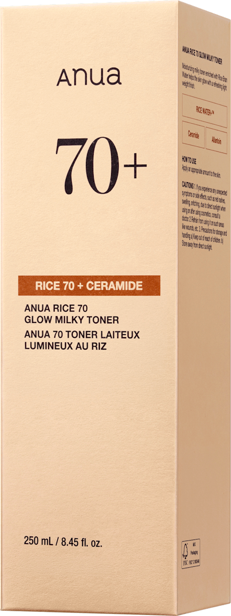 Anua Milky Toner Rice 70 Glow, 250 ml