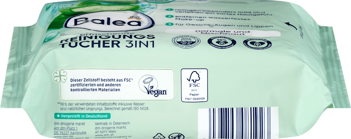 Balea Make-up Remover Wipes 3in1 Refreshing, 25 pcs