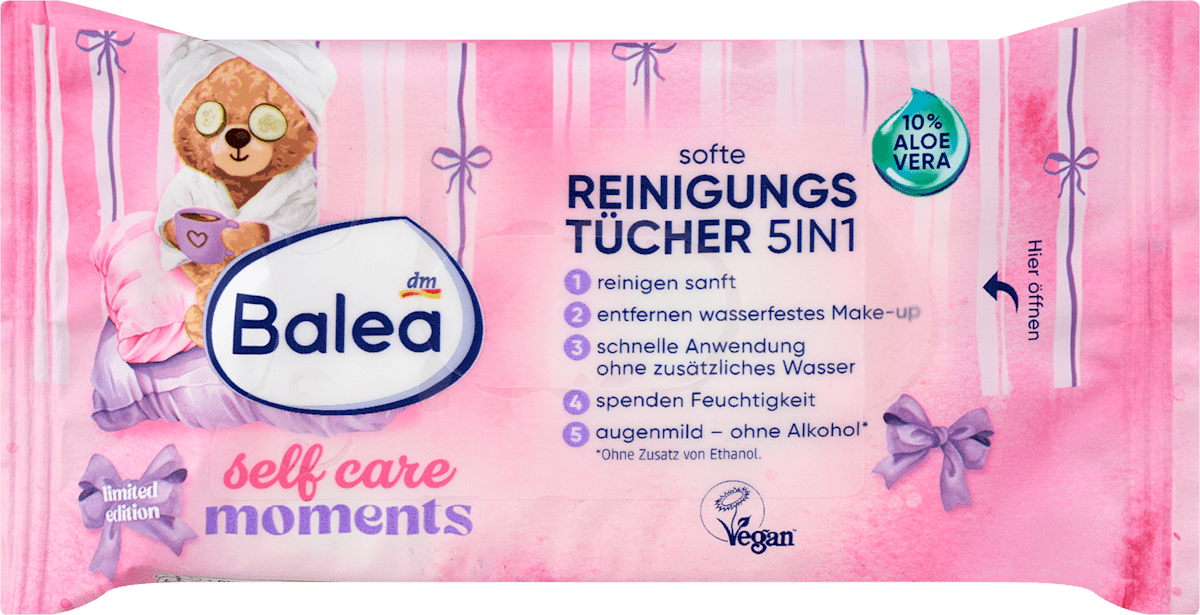 Balea 5in1 Make-up Remover Wipes, Travel Size, 10 pcs