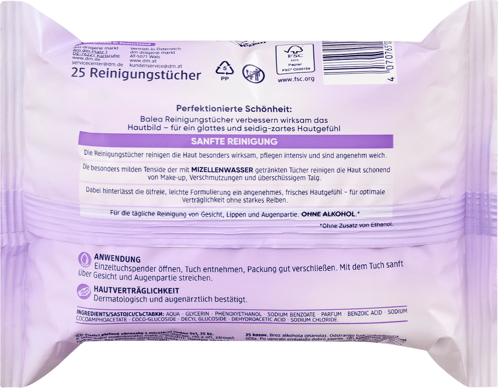 Balea Micellar Cleansing Wipes 25 pcs