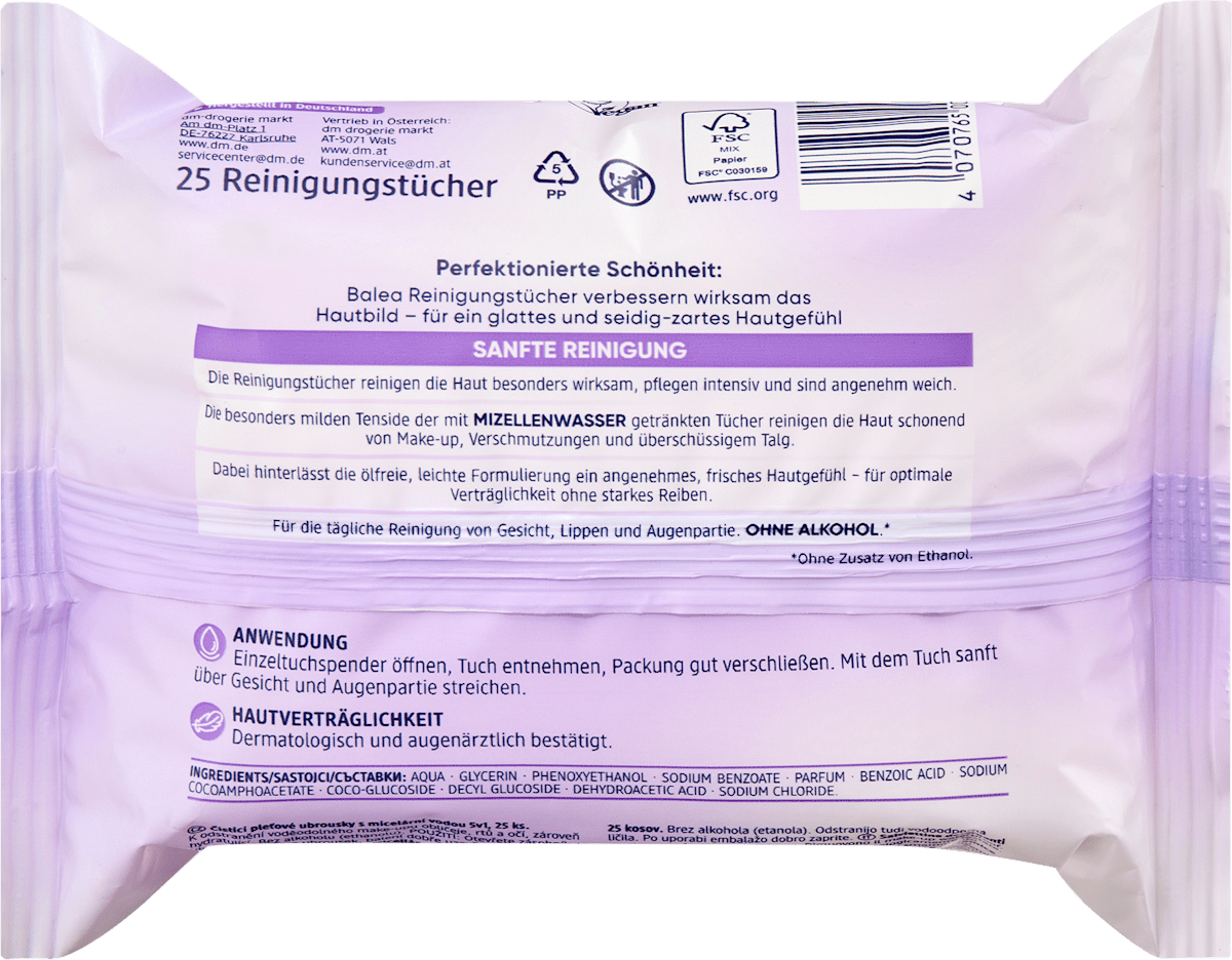 Balea Micellar Cleansing Wipes 25 pcs