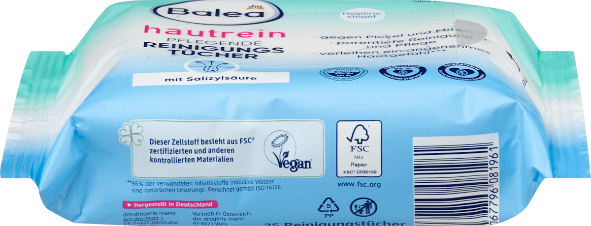 Balea Nourishing Make-up Remover Wipes Hautrein, 25 pcs