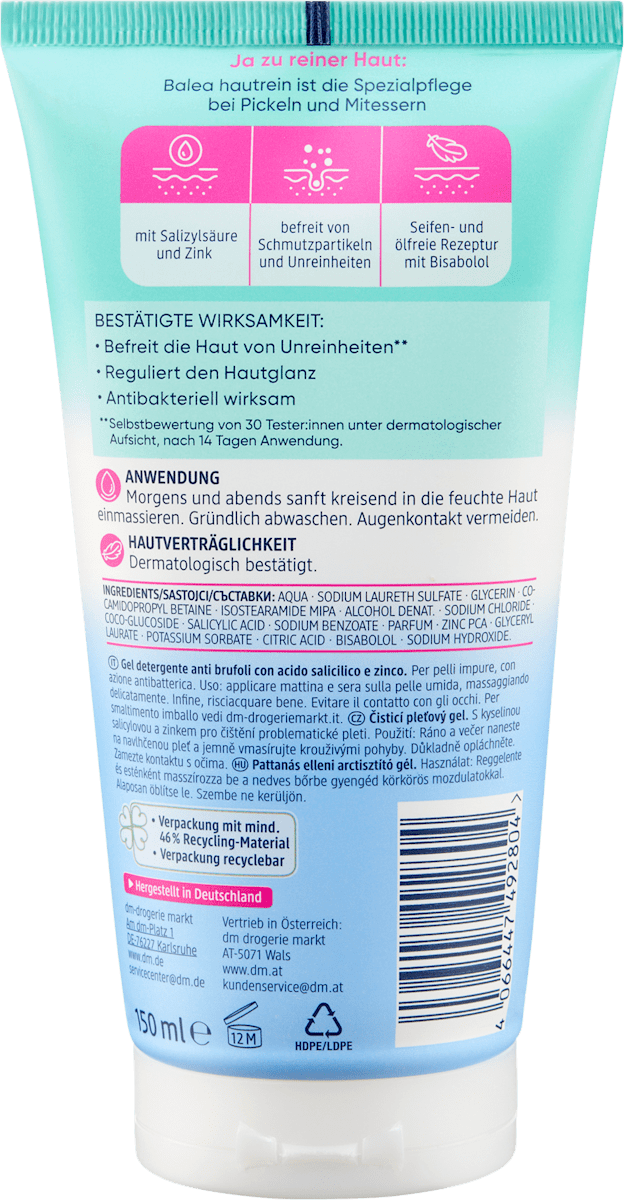 Balea Anti-Pimple Cleansing Gel Hautrein, 150 ml