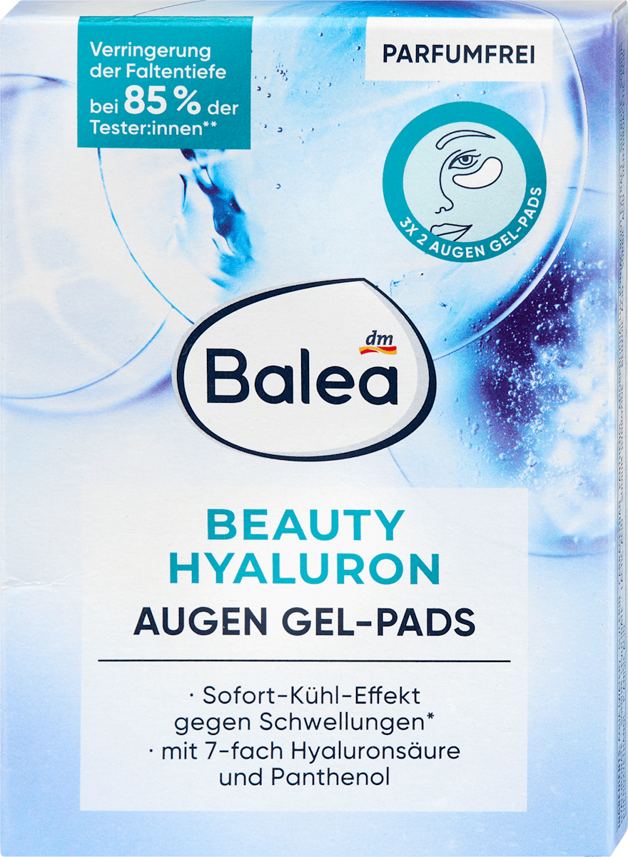 Balea Eye Gel Pads Beauty Hyaluron (3 Pairs), 6 pcs