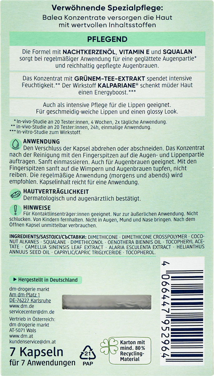 Balea Eye & Lip Concentrate, 7 pcs