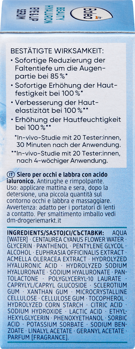 Balea Eye & Lip Serum Beauty Hyaluron, 15 ml