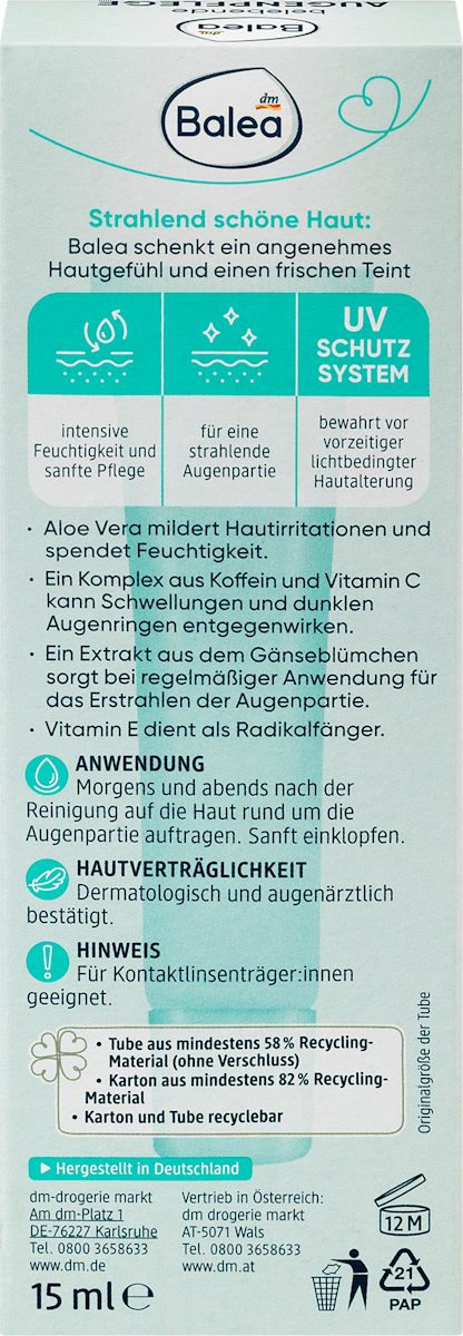 Balea Eye Cream Reviving, 15 ml