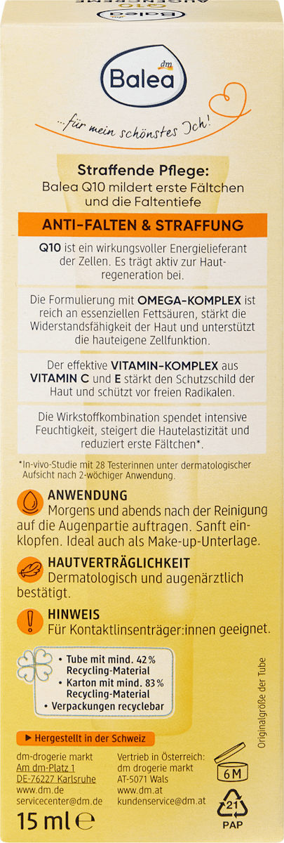 Balea Eye Cream Q10, 15 ml