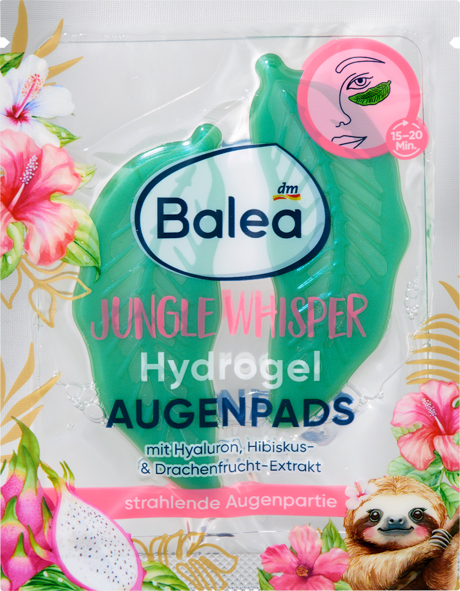 Balea Hydrogel Leaf Eye Pads (1 pair), Jungle Whisper, 2 pcs