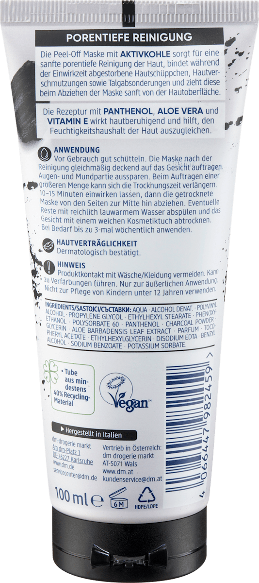 Balea Face Mask Peel-Off Activated Charcoal, 100 ml