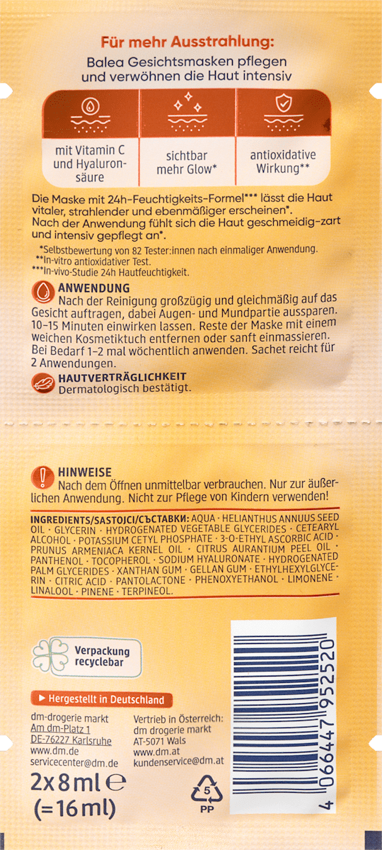 Balea Face Mask Vitamin C, 16 ml