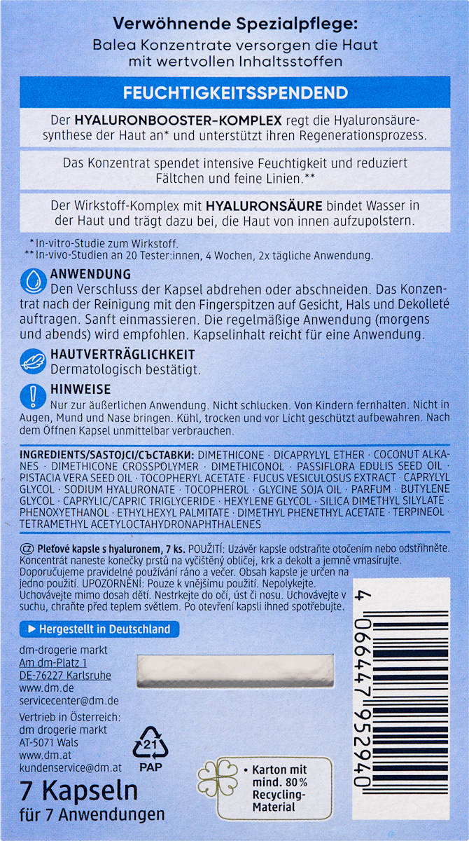 Balea Hyaluron Concentrate, 7 pcs