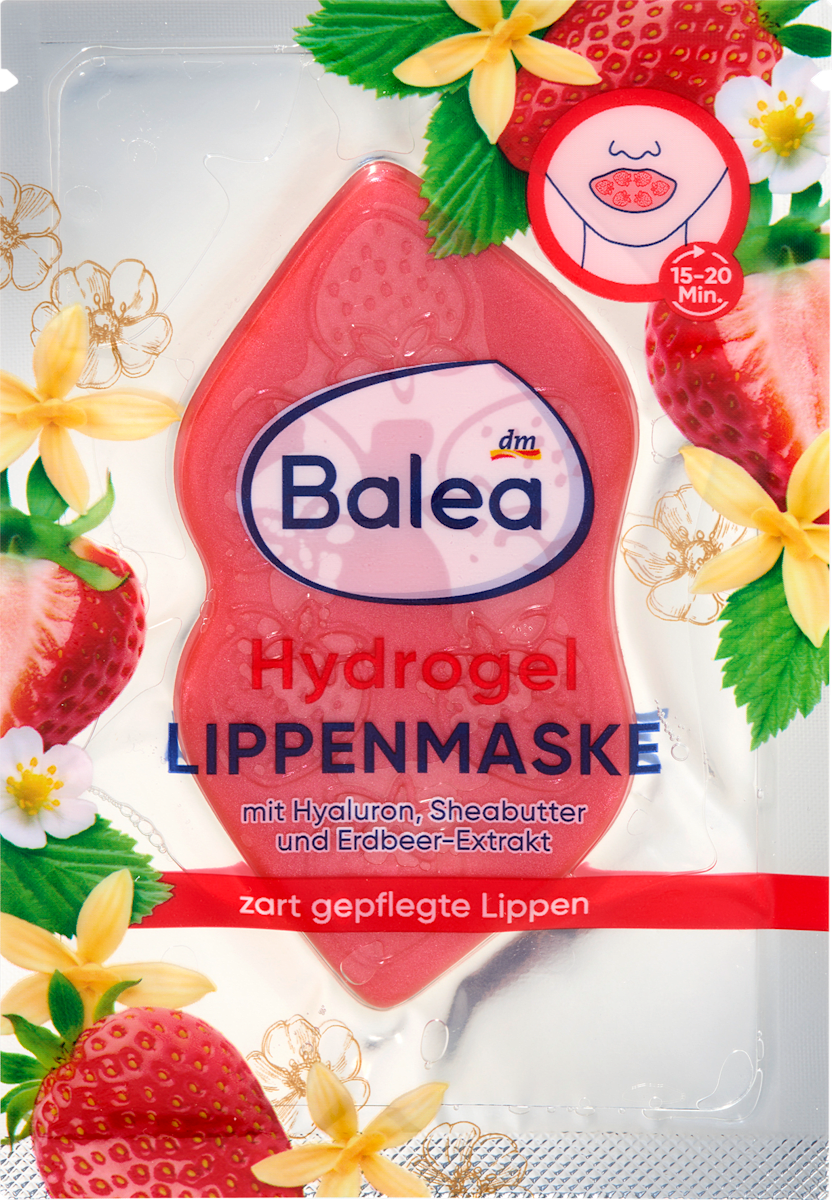 Balea Lip Mask Hydrogel Strawberry Vanilla, 1 pc