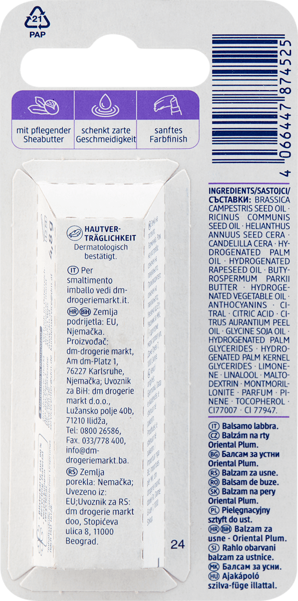 Balea Lip Care Oriental Plum, 4.8 g