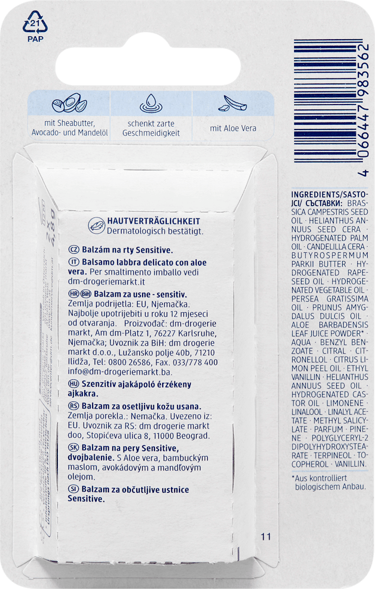 Balea Lip Care Sensitive, 9.6 g