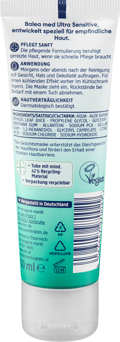 Balea MED Cooling Face Mask Ultra Sensitive, 50 ml
