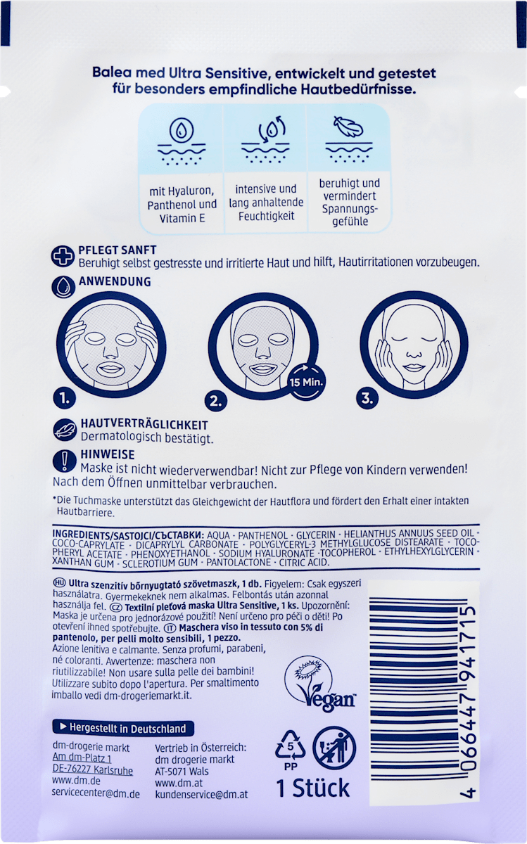 Balea med Sheet Mask Panthenol Ultra Sensitive