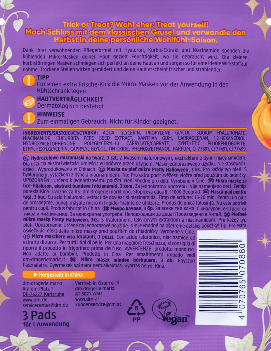 Balea Micro Masks Pretty Halloween, 3 pcs