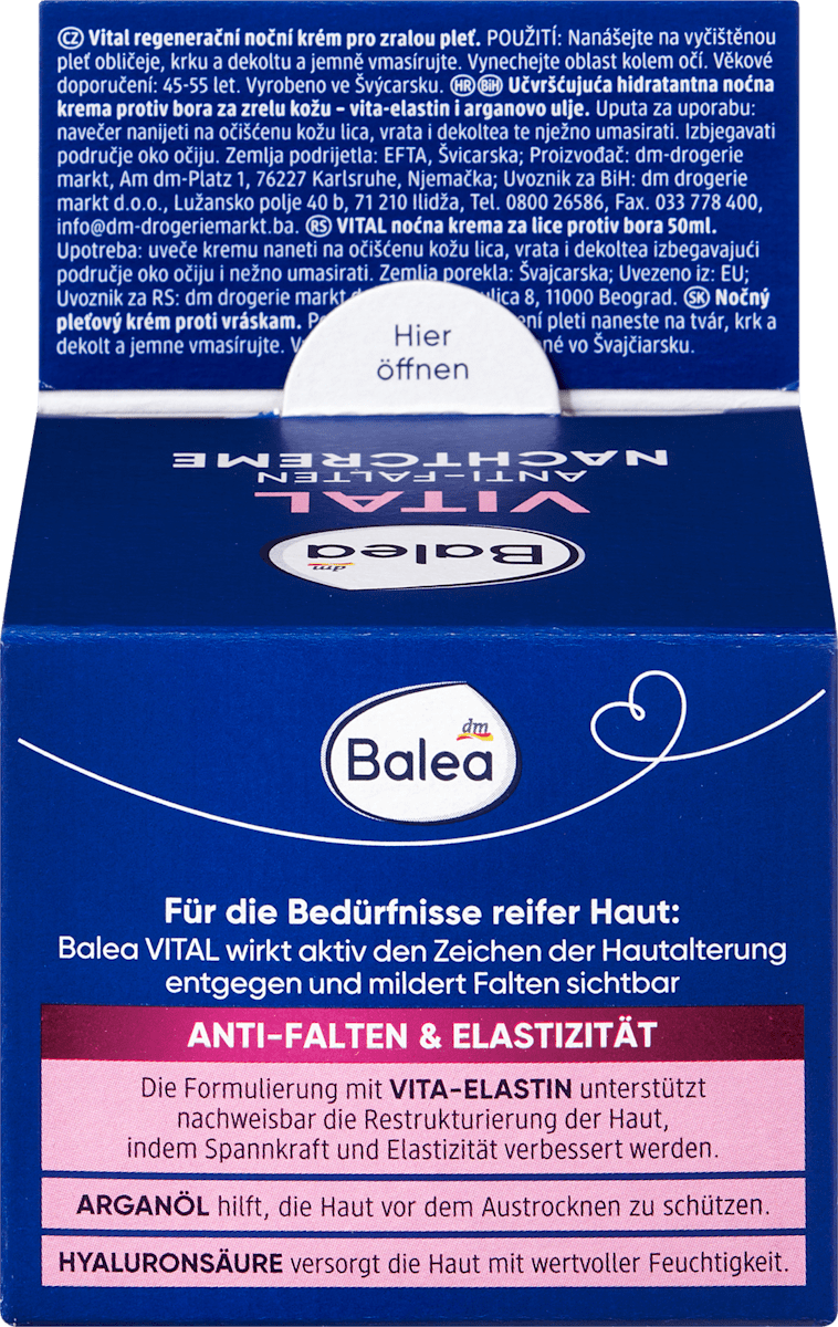 Balea Night Cream Anti-Wrinkle Vital Regenerating, 50 ml