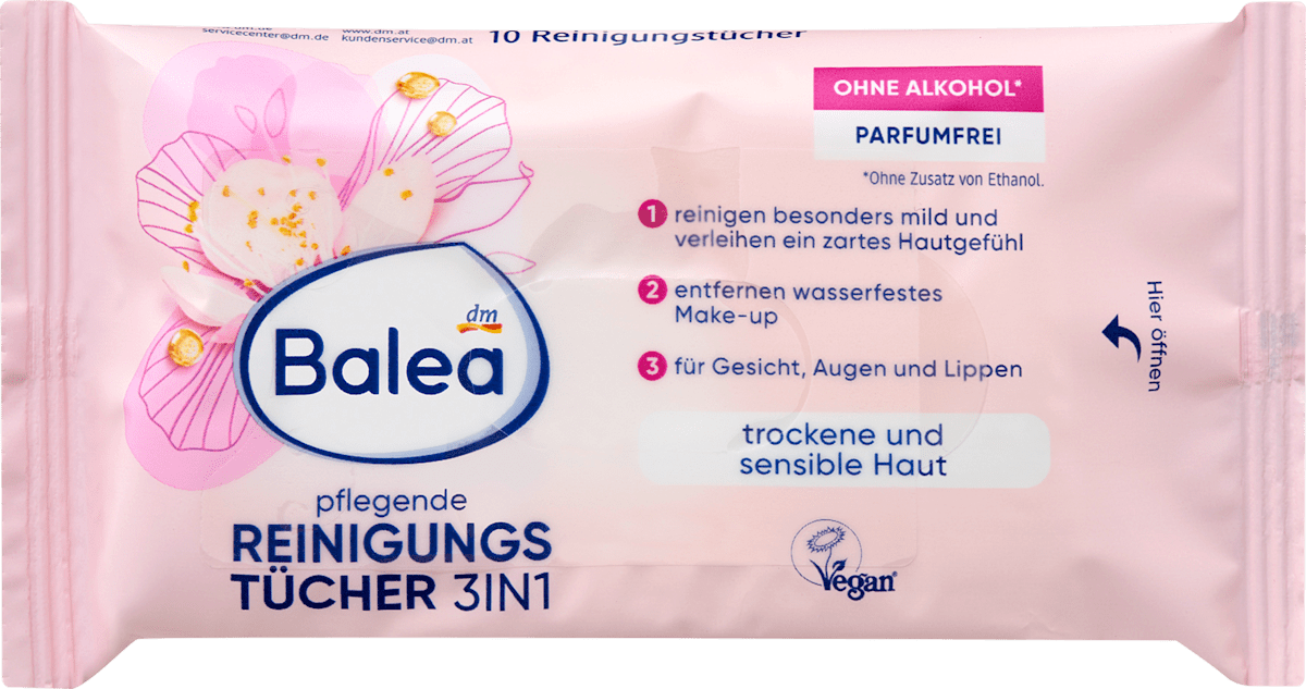 Balea Nourishing Cleansing Wipes Travel Size 10 pcs