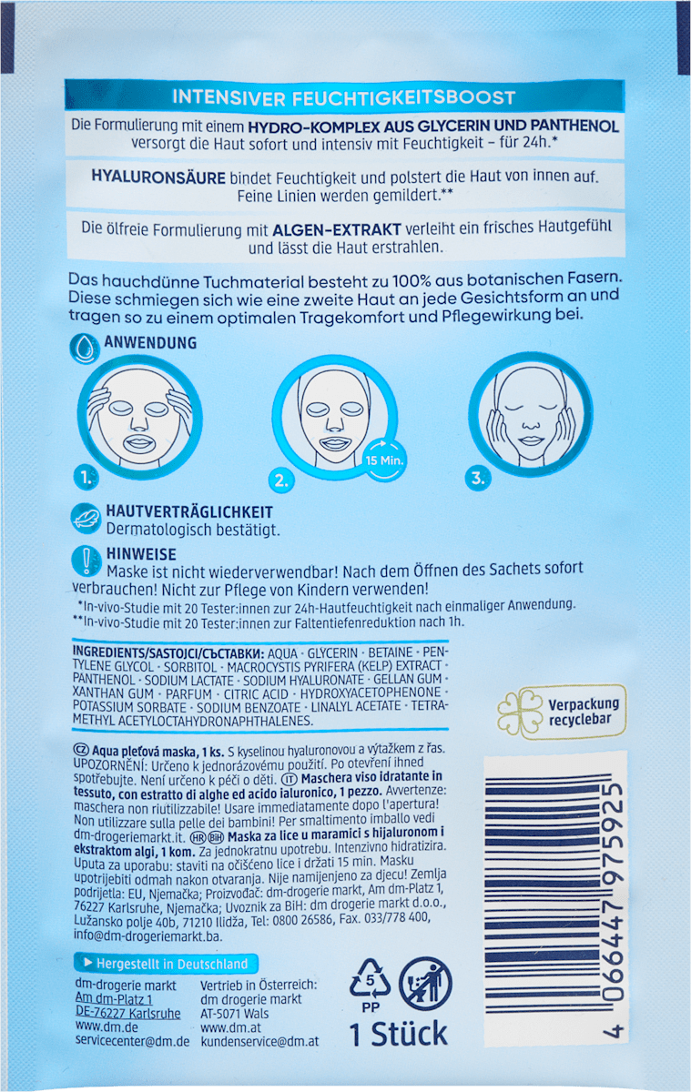 Balea Sheet Mask Aqua, 1 pc