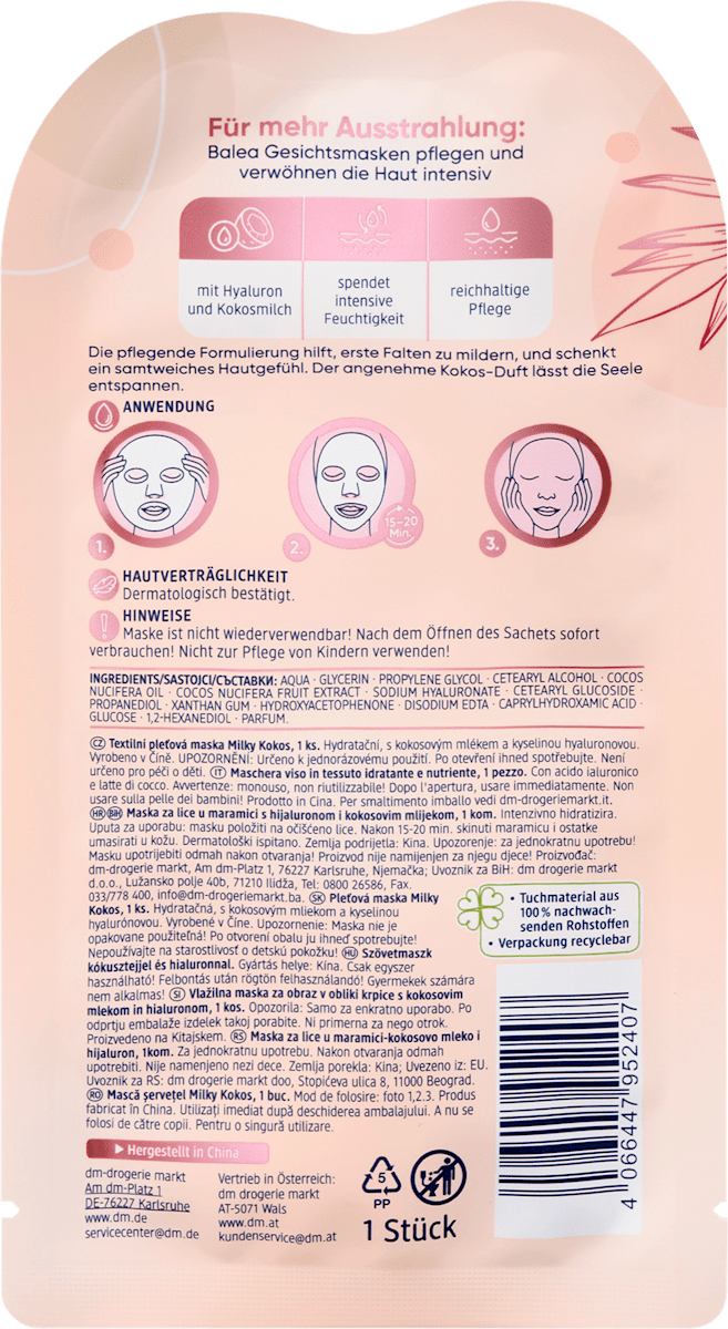 Balea Sheet Mask Milky Coconut