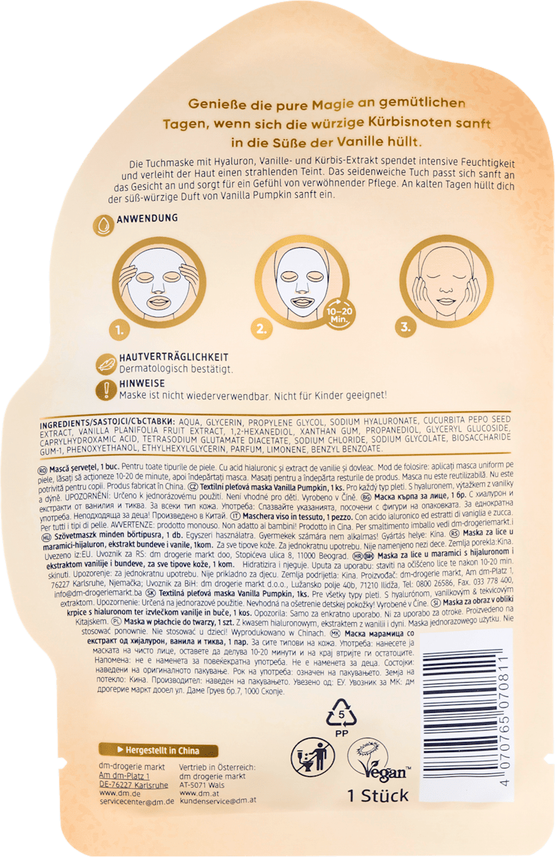Balea Sheet Mask Vanilla Pumpkin
