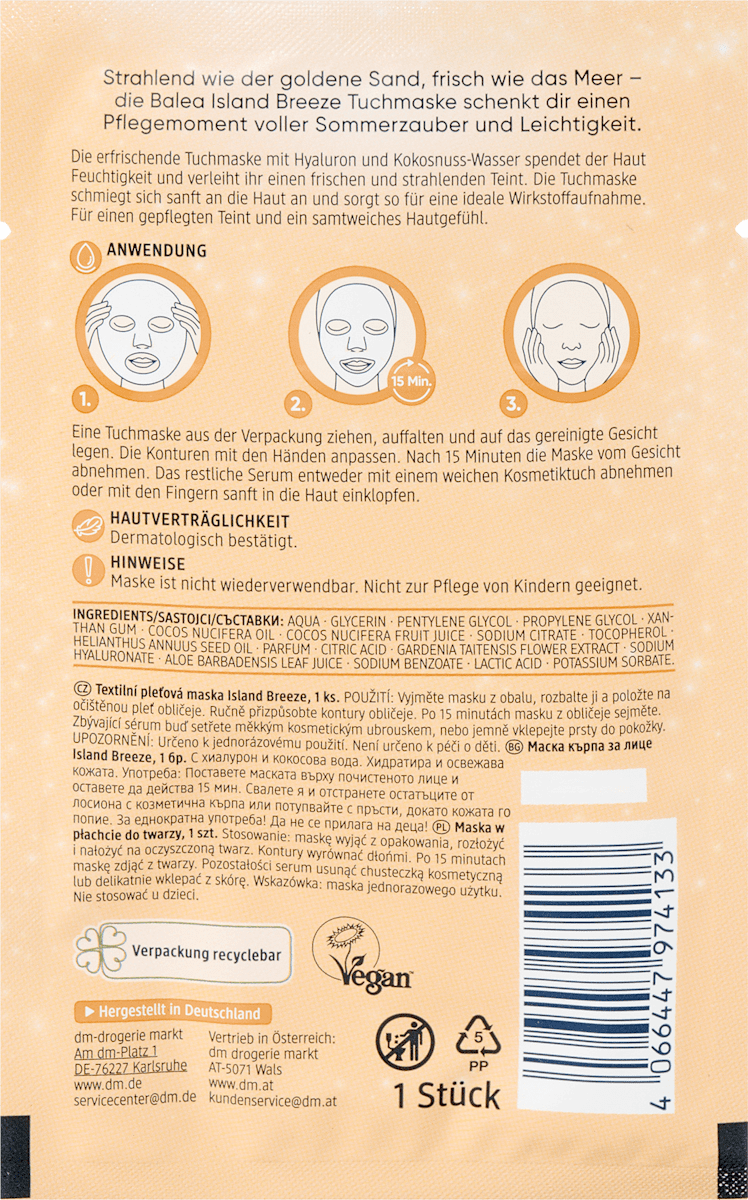 Balea Sheet Mask Island Breeze, 1 pc