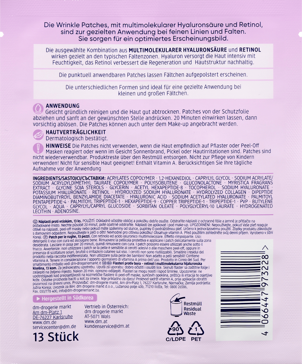 Balea Wrinkle Patches Multi-Zone, 13 pcs