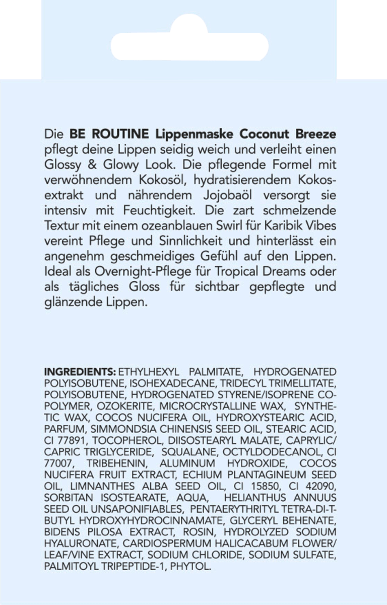 BE ROUTINE Lip Mask Coconut Breeze, 17 g