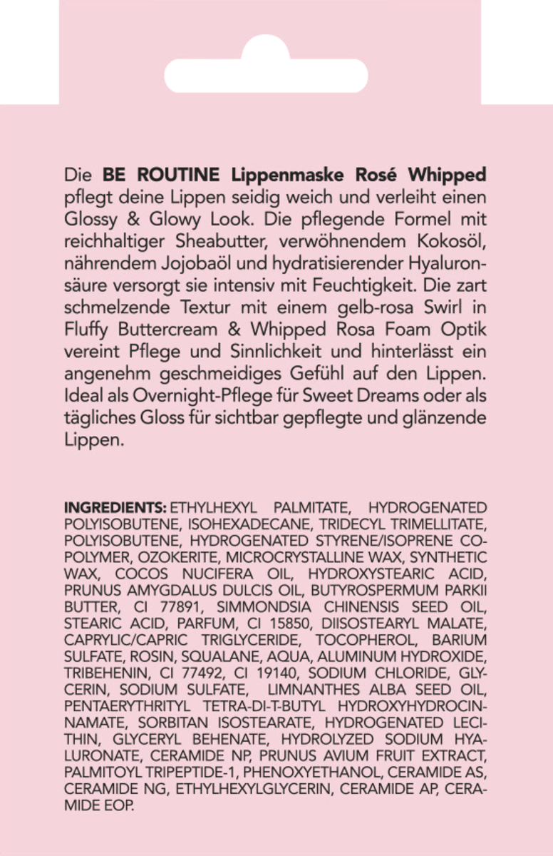 BE ROUTINE Lip Care Lip Mask Rosé Whip, 17 g