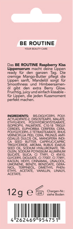 BE ROUTINE Lip Serum Raspberry Kiss Hydrating & Glossy, 12 g