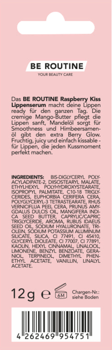BE ROUTINE Lip Serum Rosy Peach Hydrating & Glossy, 12 g
