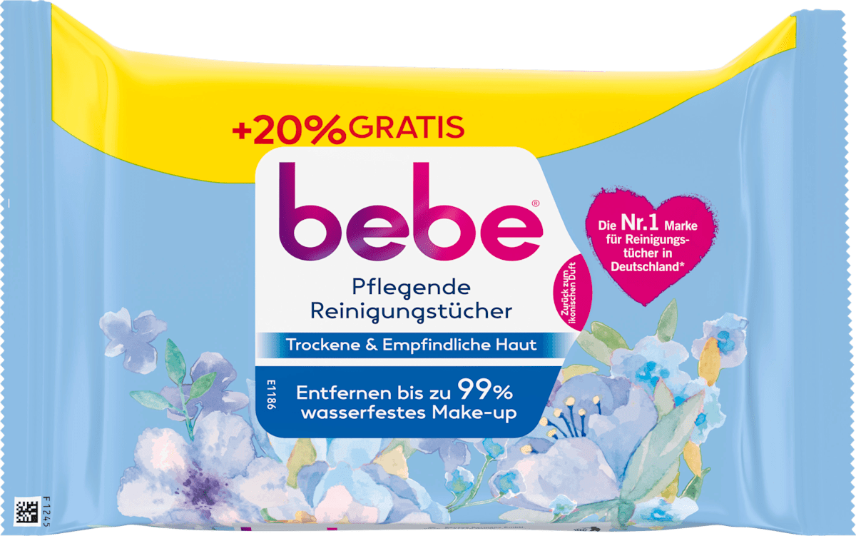 bebe Nourishing Cleansing Wipes with Vitamin E and Glycerin, 30 pcs