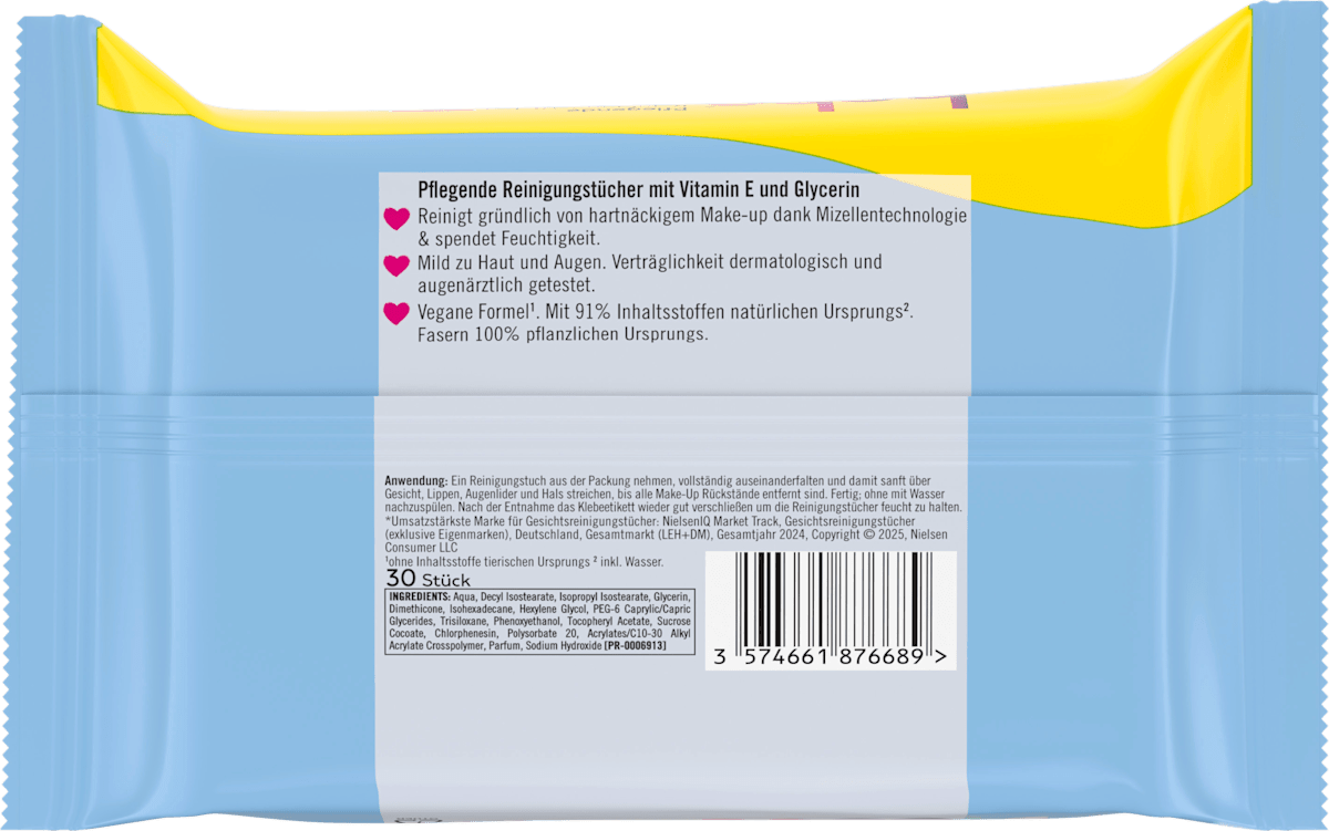 bebe Nourishing Cleansing Wipes with Vitamin E and Glycerin, 30 pcs